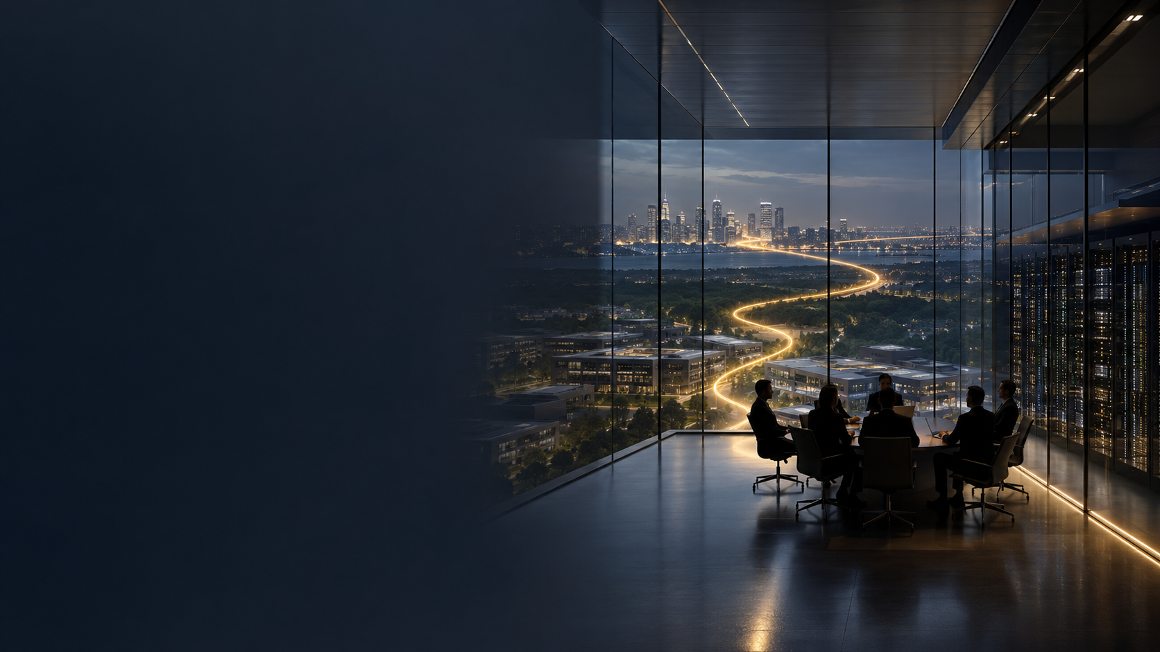 Executive team reviewing connected infrastructure